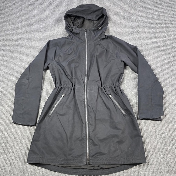 Athleta Jacket Womens XS Black Drip Drop Hooded Full Zip Drawstring Rain Coat - Picture 1 of 16
